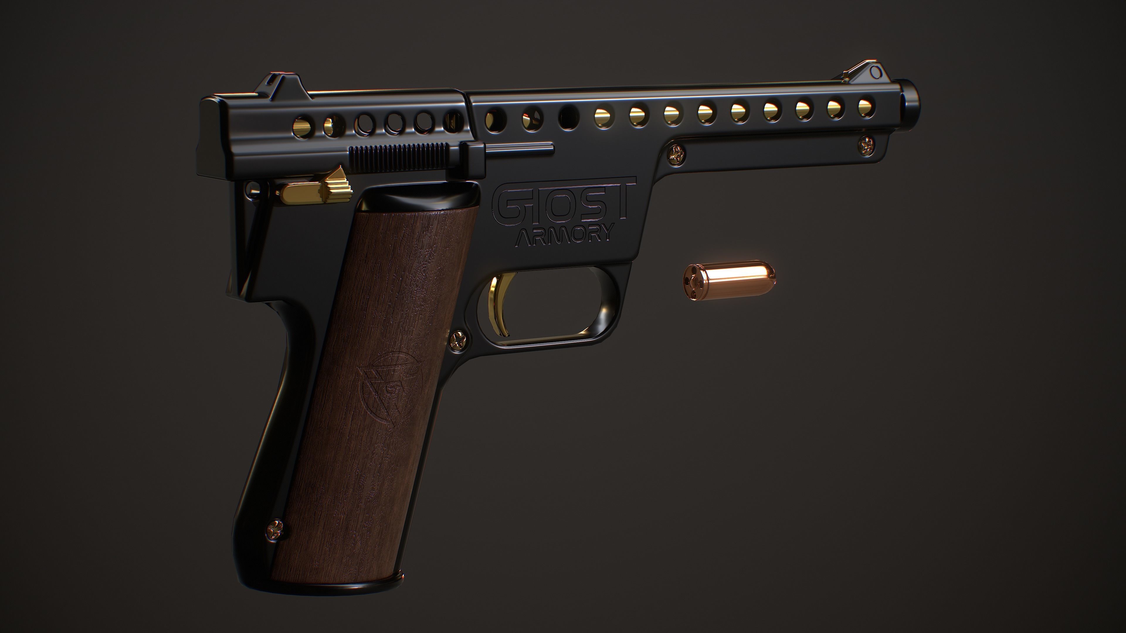 GyroJet Pistol Low-poly 3D model_12