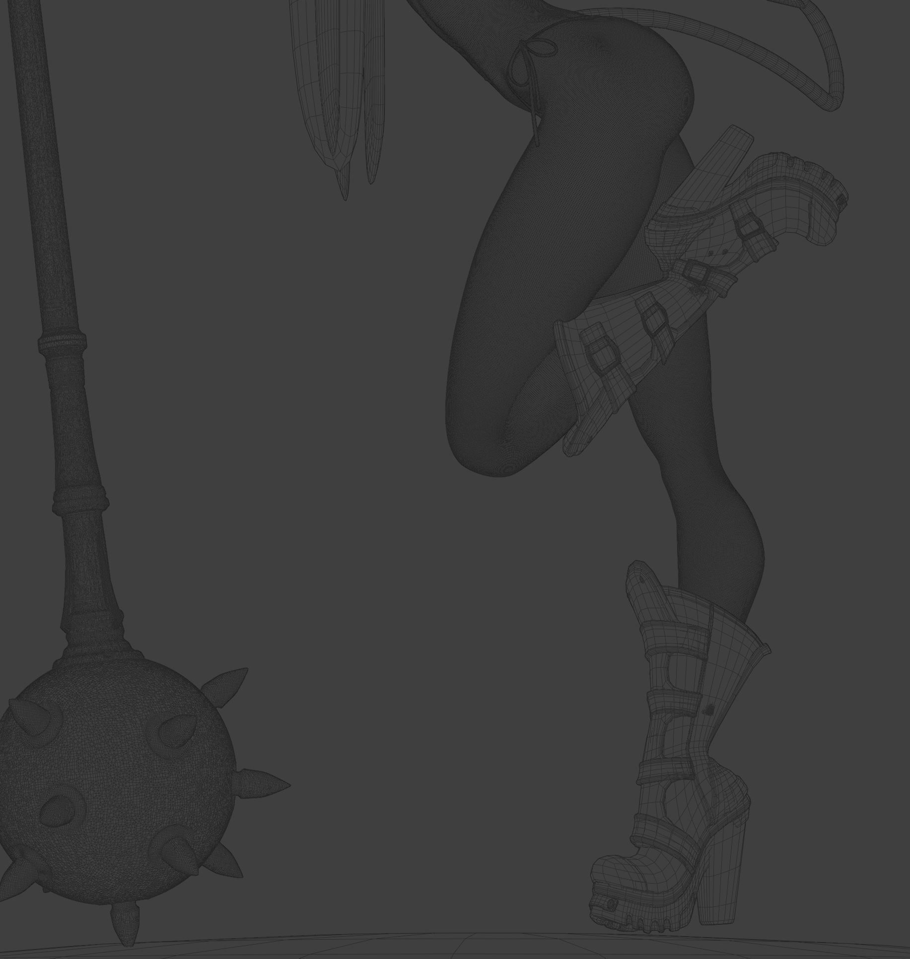 Demon Chick in Bikini Textured High Poly Pinup 3D model_8