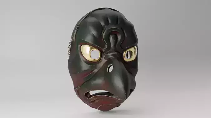 Japanese Korobase mask Low-poly 3D model