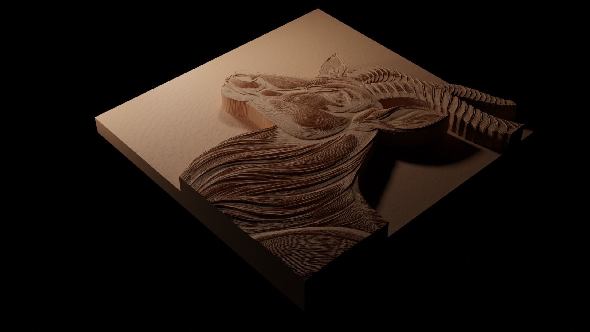 Antelope CNC 3d Print High Relief Sand Casting 3D print model_1