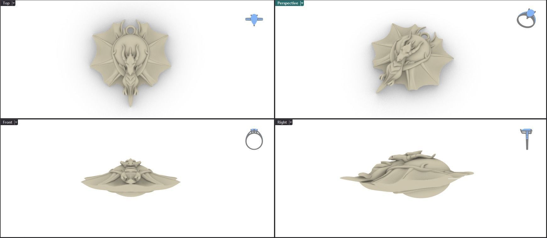 Dragon Amulet 3D print model_3