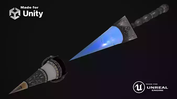 Fantasy sword 28 with scabbard 3d model Low-poly 3D model