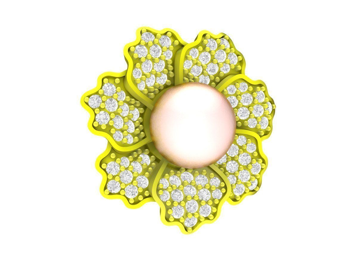 5786 Diamond Flower Pearl Pendant 3D print model_4