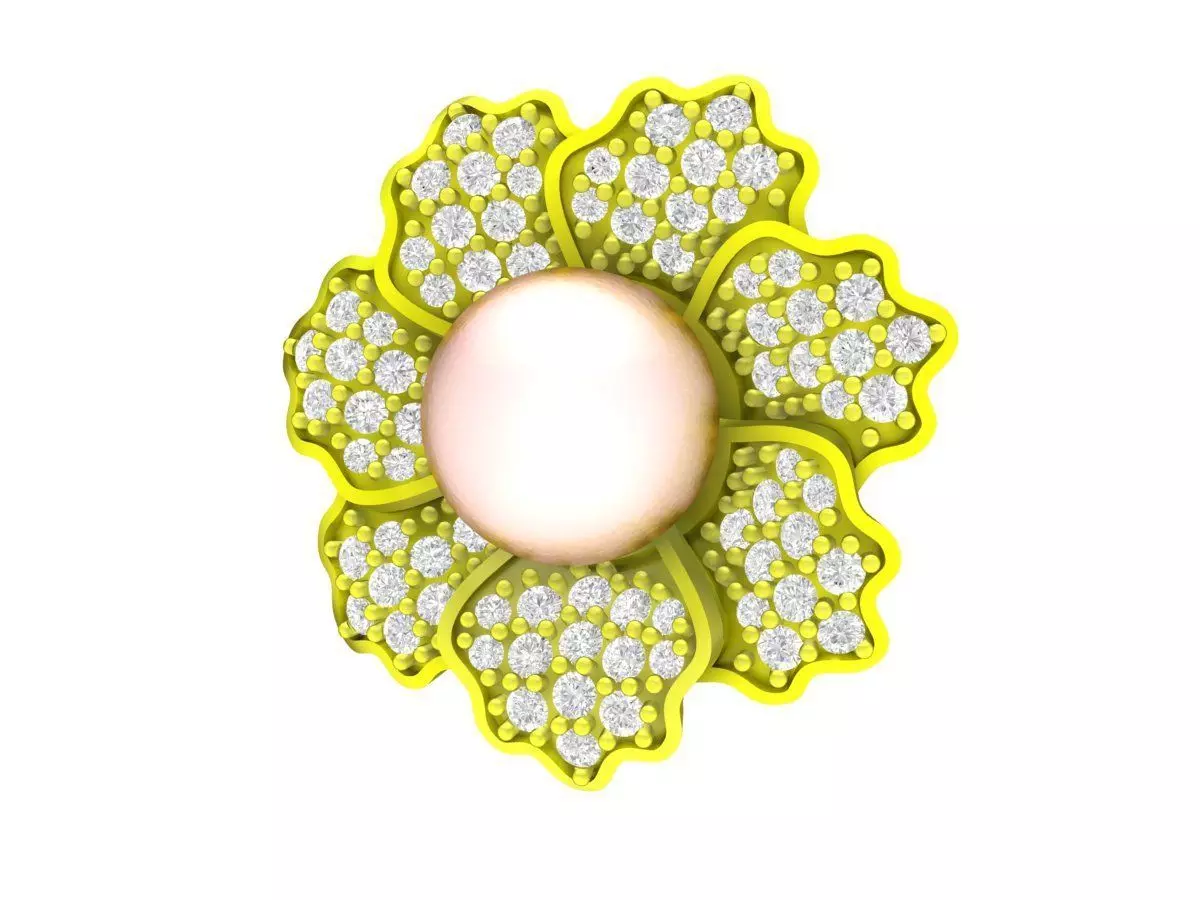 5786 Diamond Flower Pearl Pendant 3D print model_0