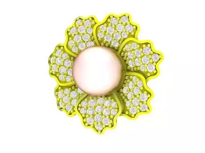 5786 Diamond Flower Pearl Pendant