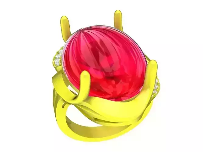A7874 Oval Ruby Women Ring 3D Model