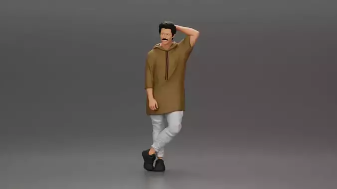 man in a long hoodie is leaning on the car 3D print model