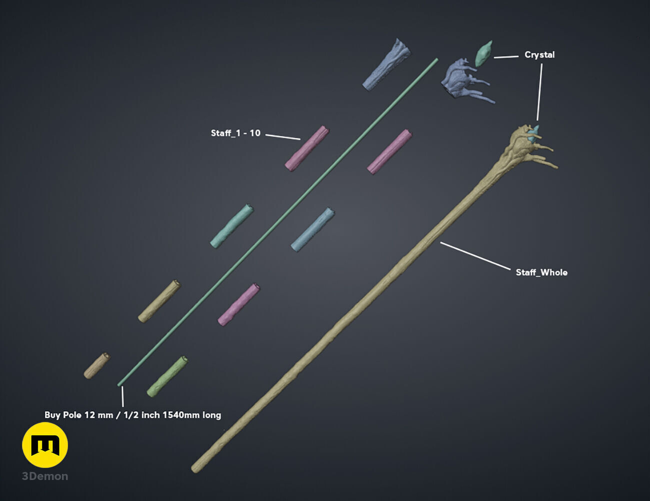 Gandalf the Grey Rivendell Staff 3D print model_4