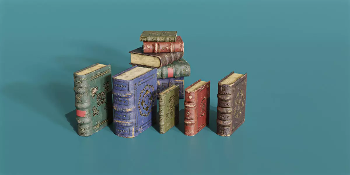 Spell Books game assets Low-poly 3D model_0