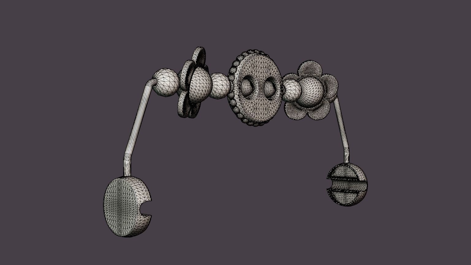 Toy for Babysitter - Mischievous eyes Black or white Low-poly 3D model_7