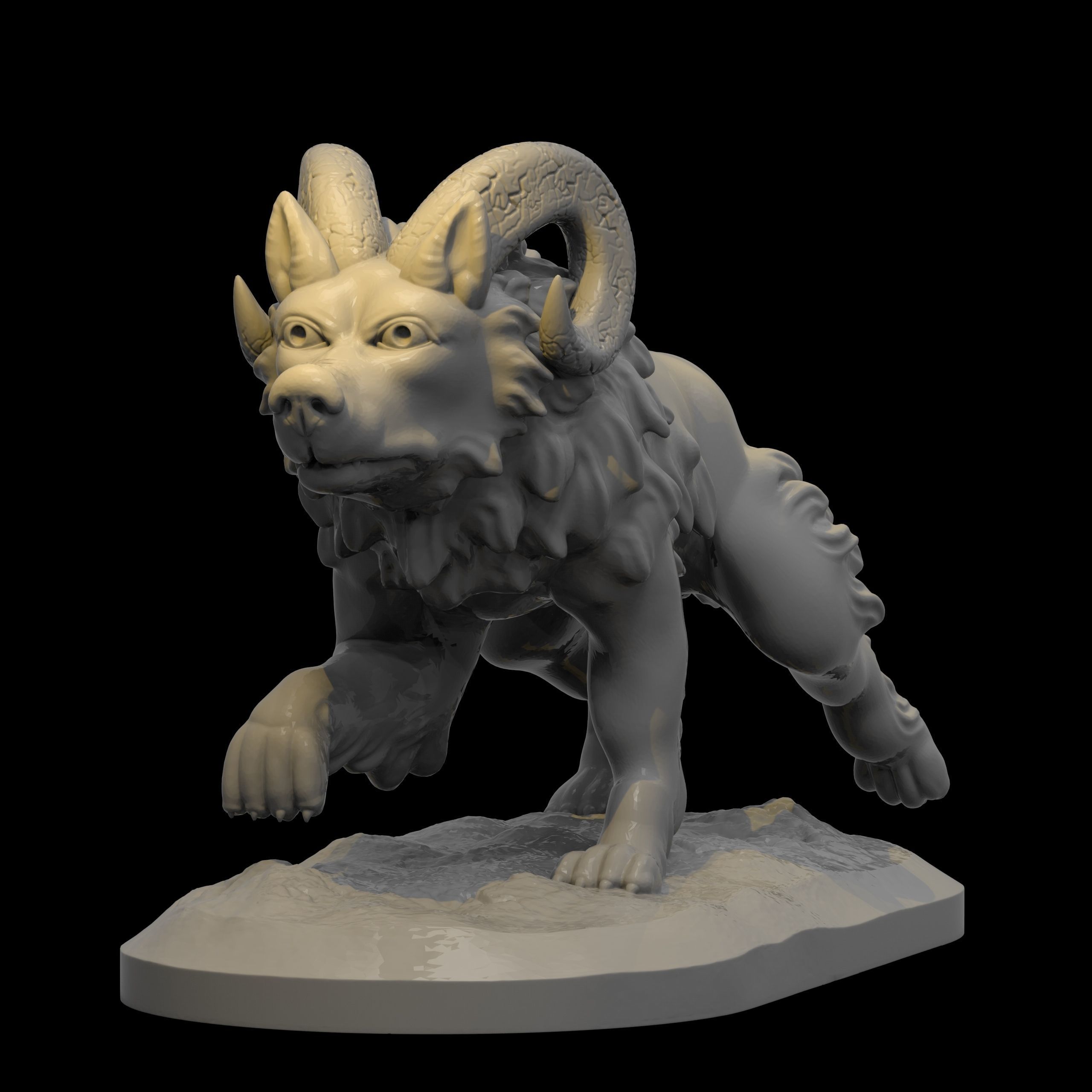 wolf ram  3D print model_1