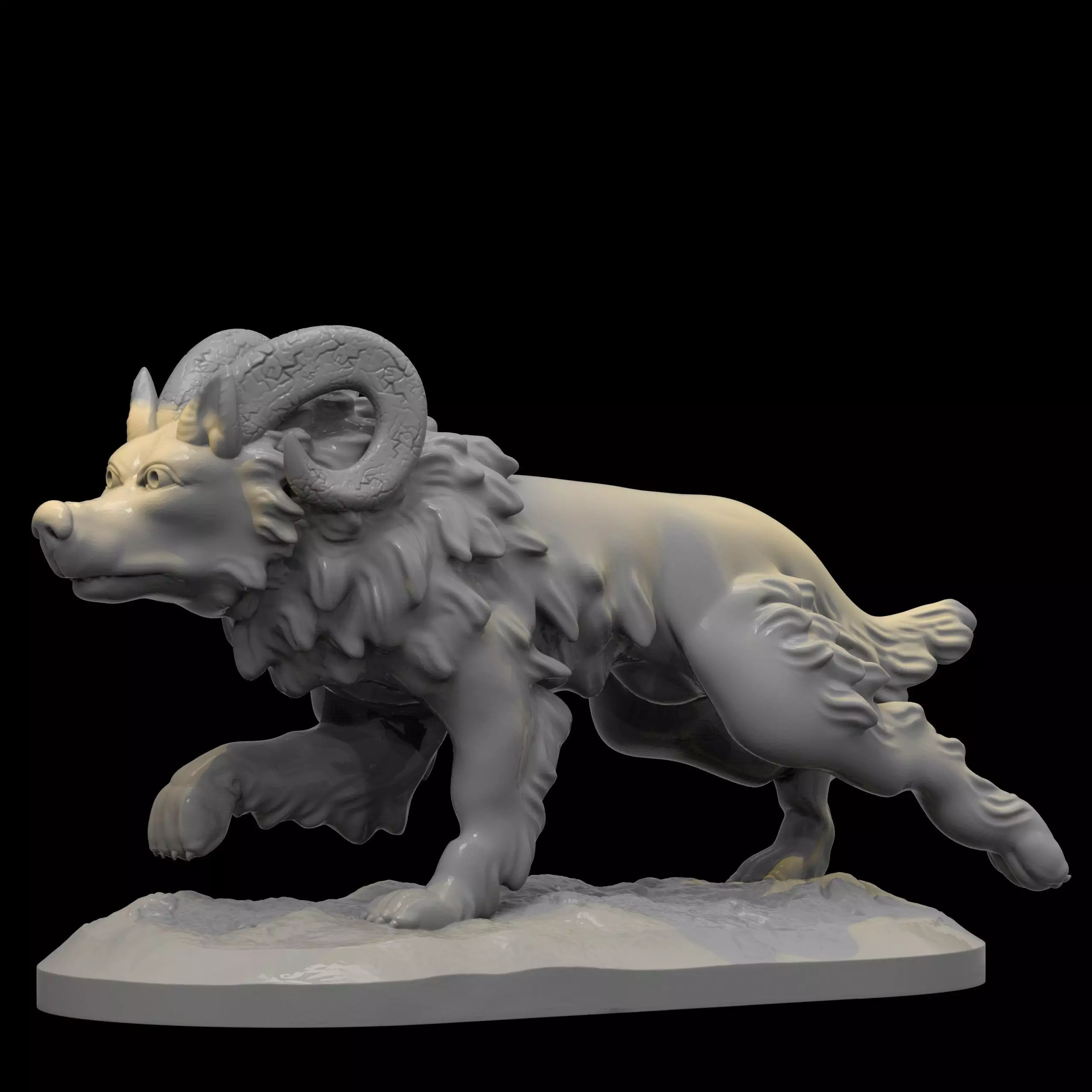 wolf ram  3D print model_0