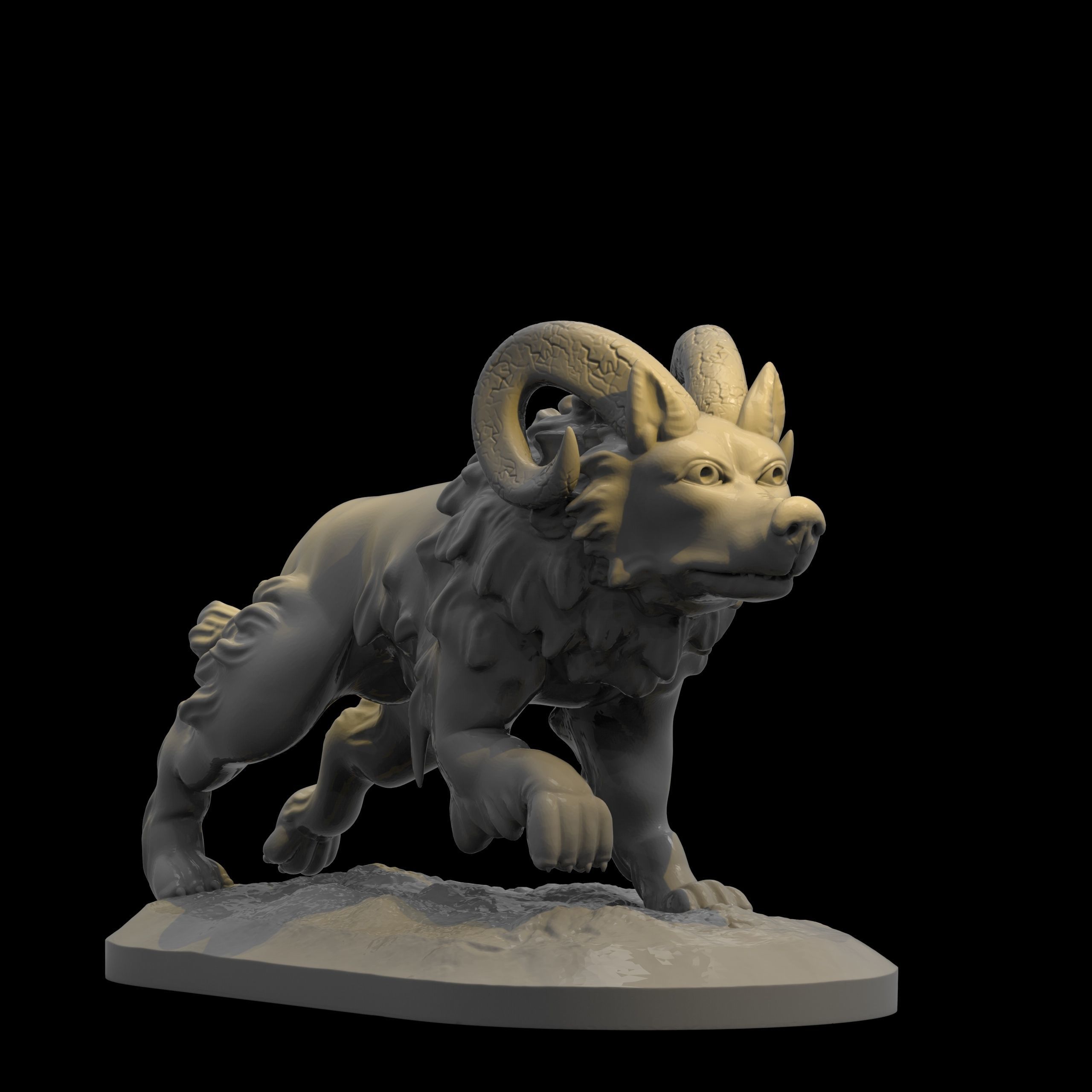 wolf ram  3D print model_2