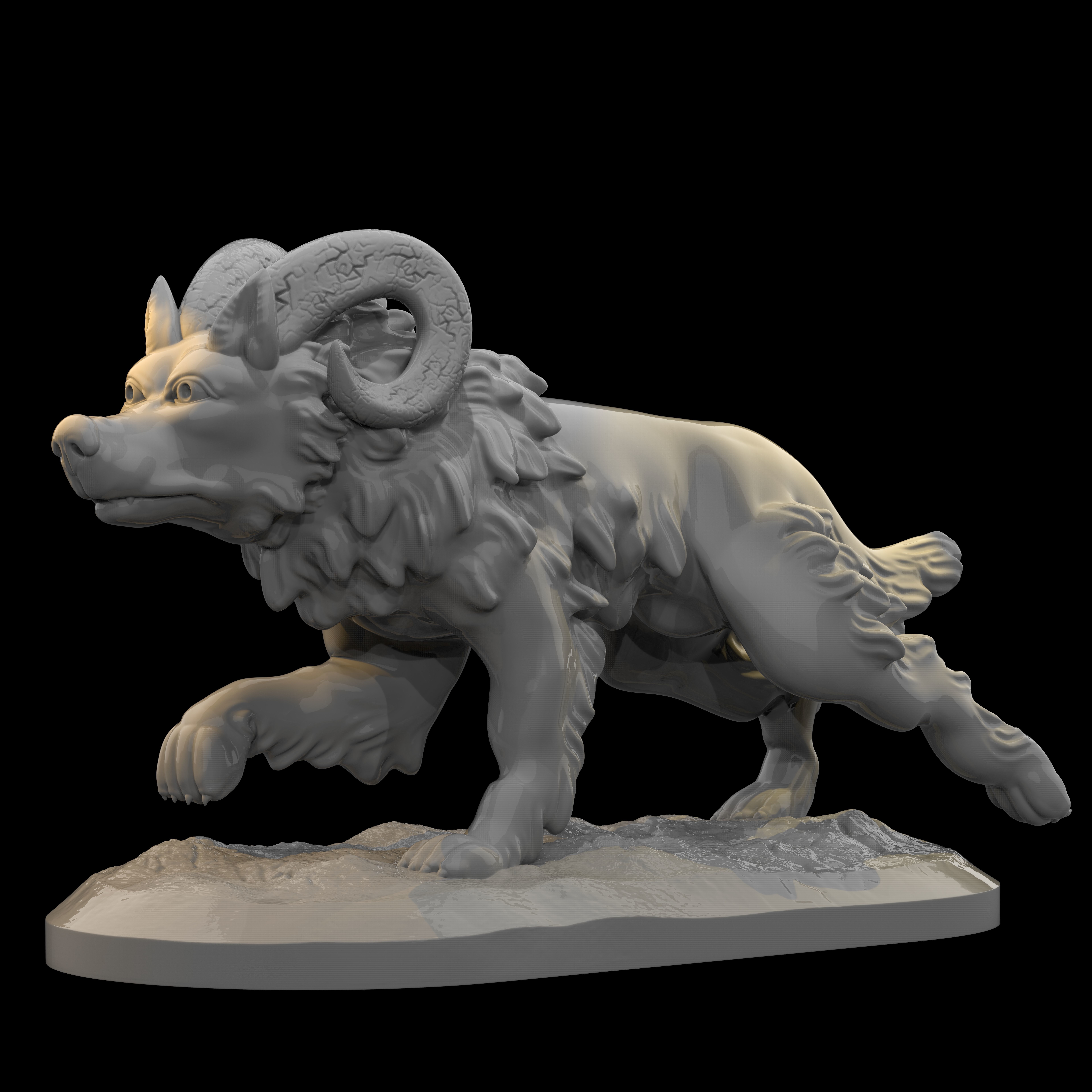 wolf ram  3D print model_3