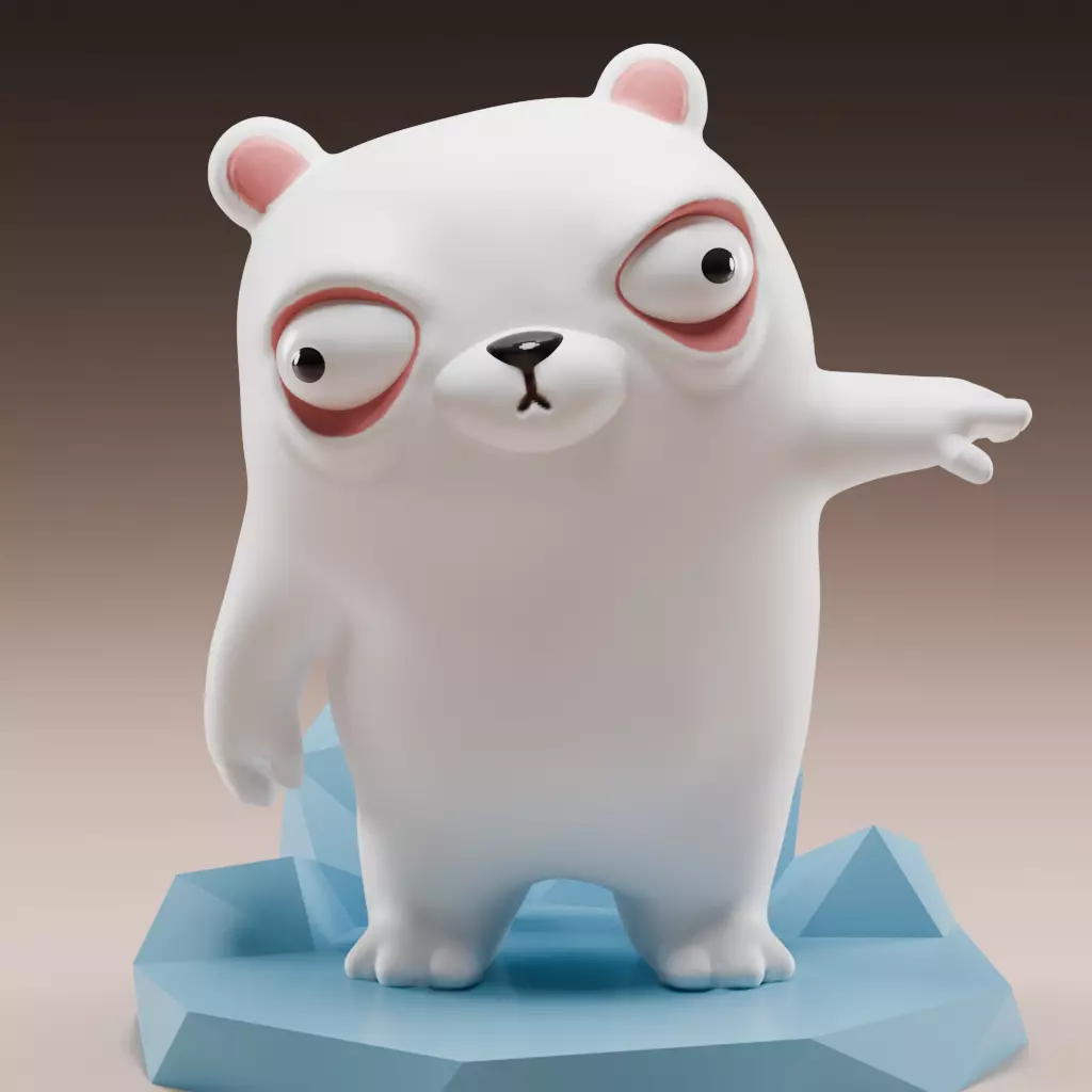 Cute Angry Polar Bear Free 3D print model