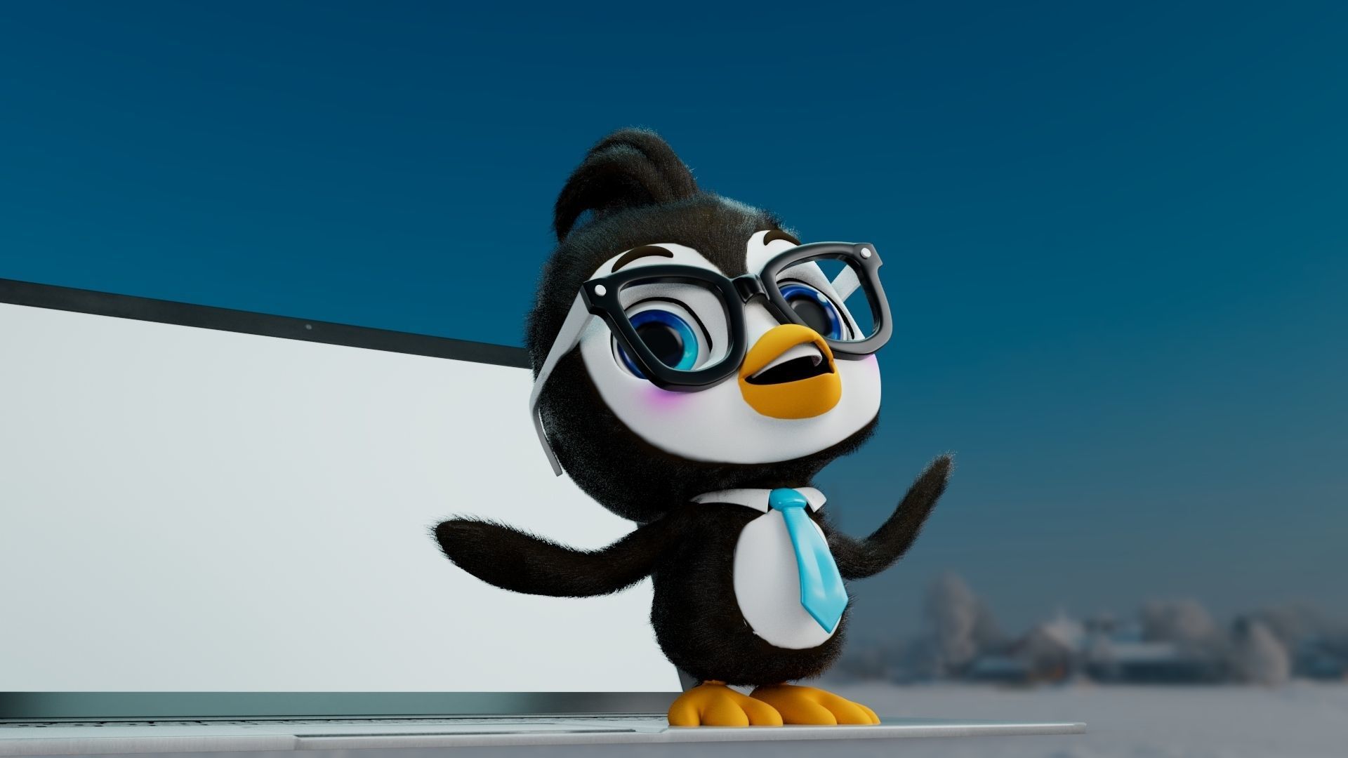 Cute Penguin Low-poly 3D model_5