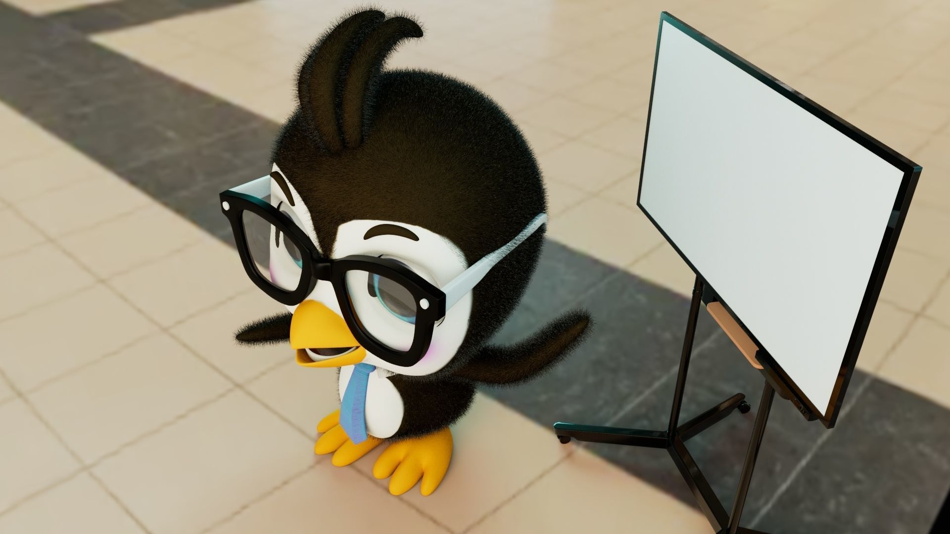 Cute Penguin Low-poly 3D model_3