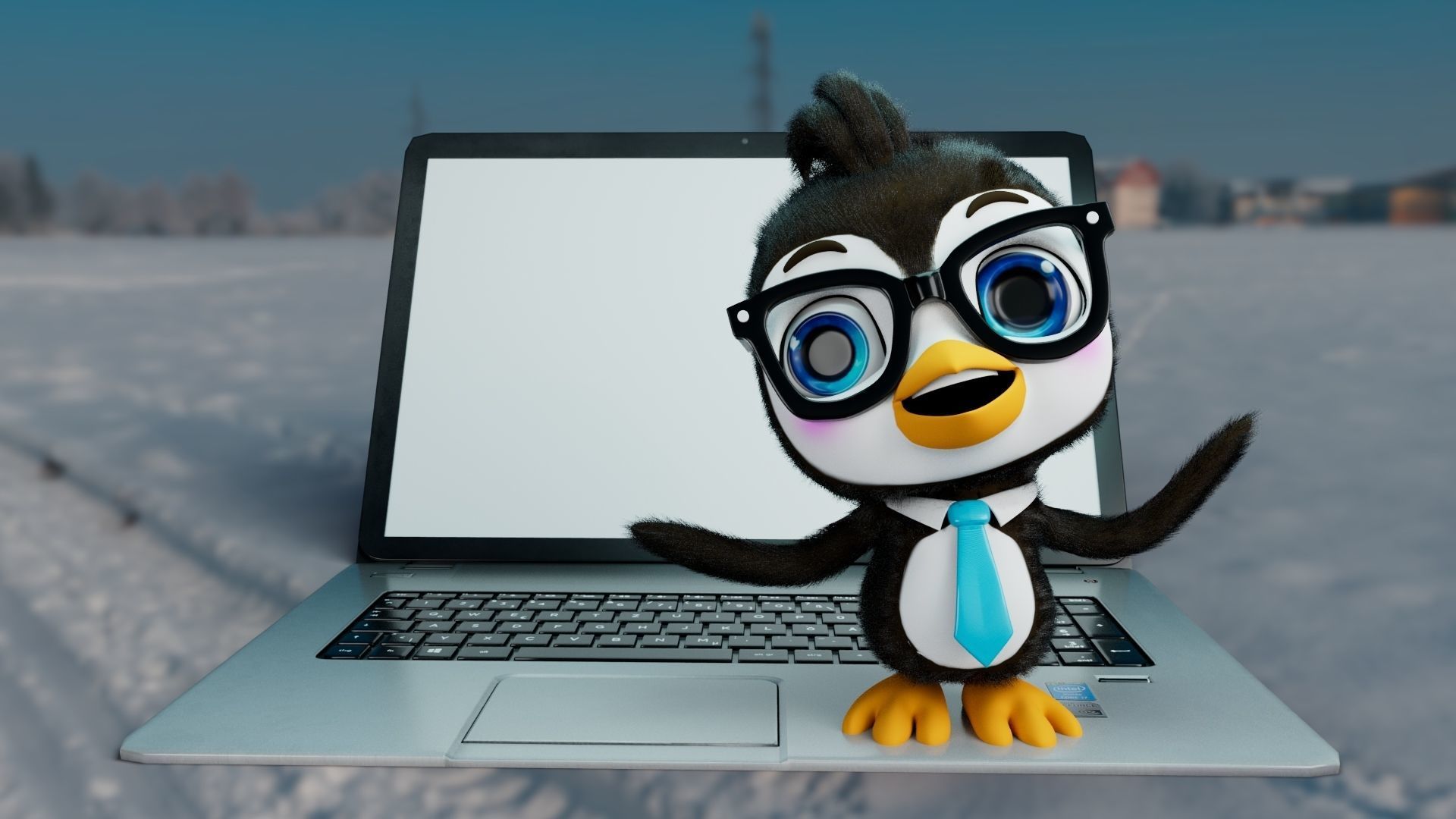 Cute Penguin Low-poly 3D model_4