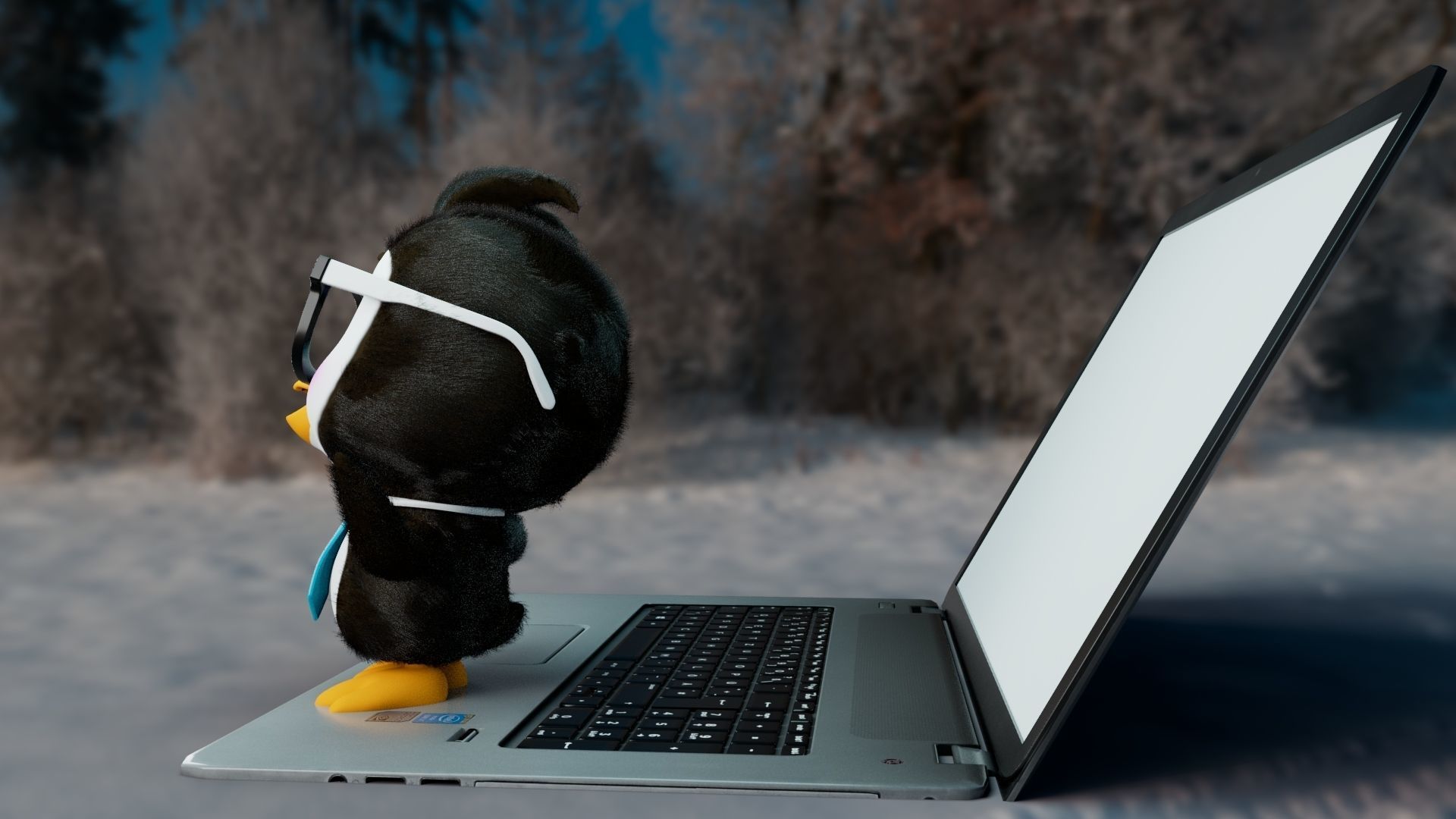 Cute Penguin Low-poly 3D model_6