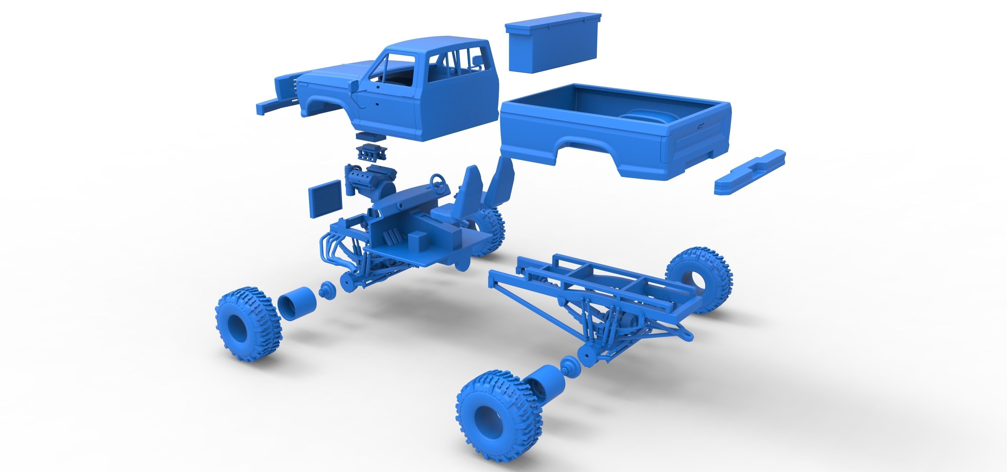 Wheel Standing Mega Truck Scale 1 to 25 3D print model_41