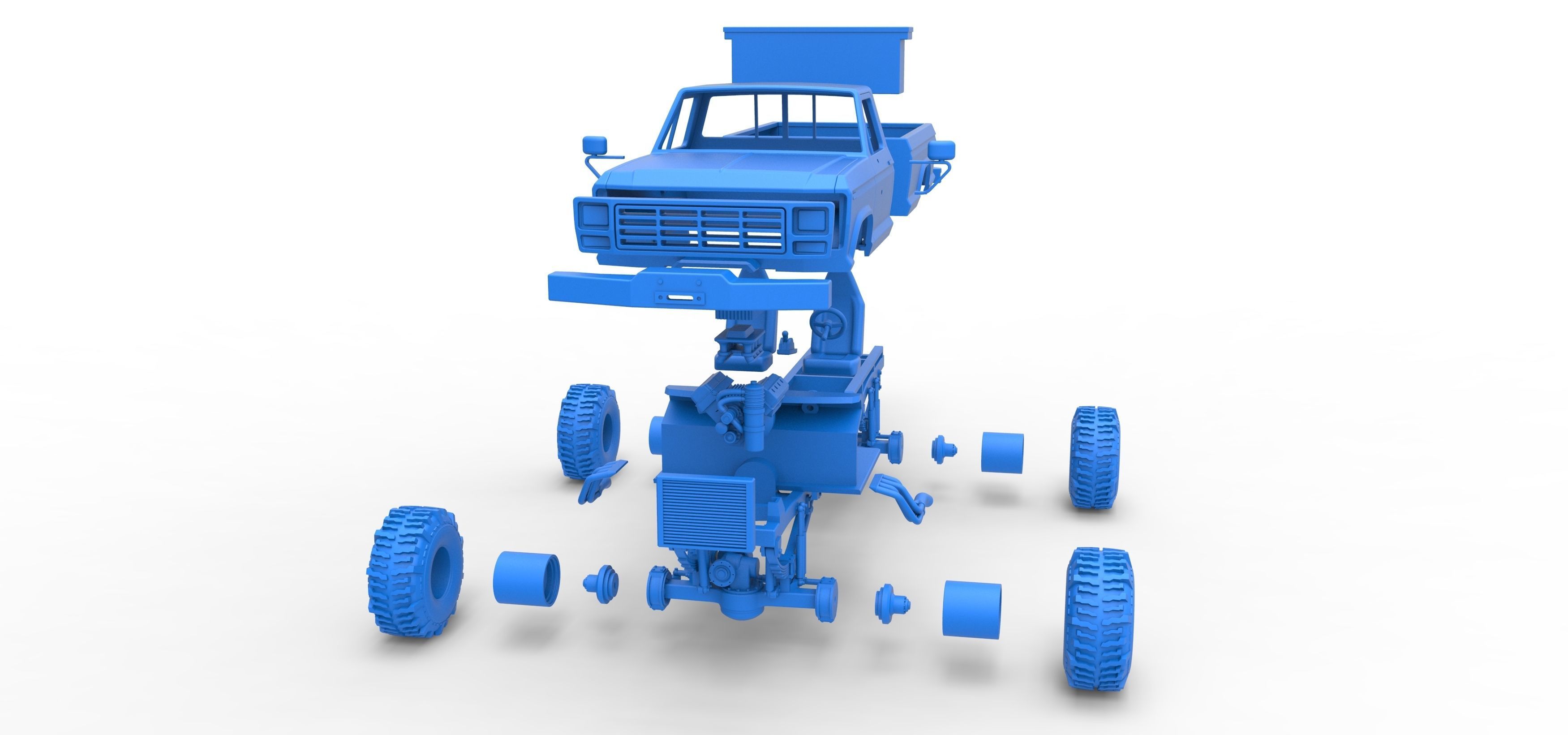 Wheel Standing Mega Truck Scale 1 to 25 3D print model_38