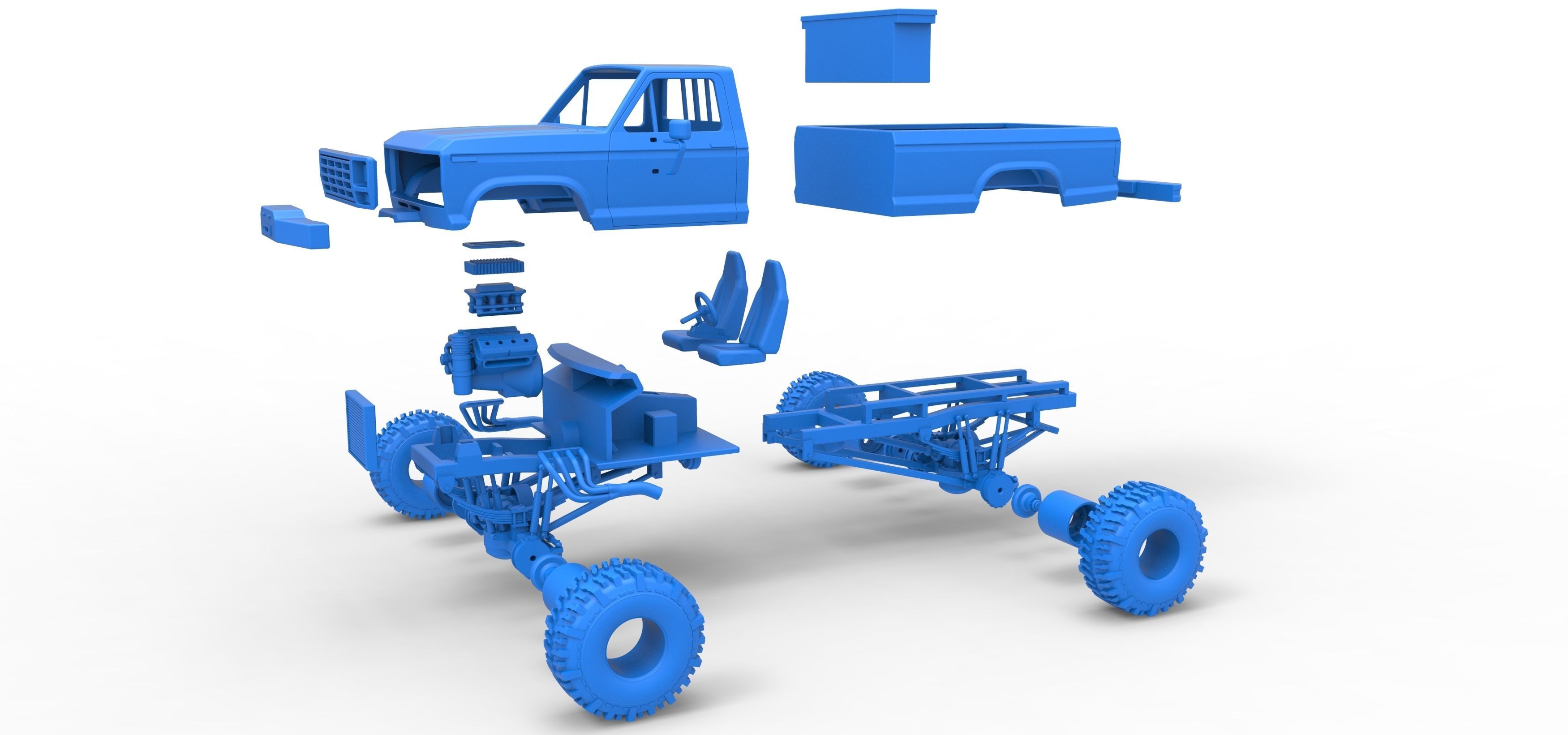 Wheel Standing Mega Truck Scale 1 to 25 3D print model_35