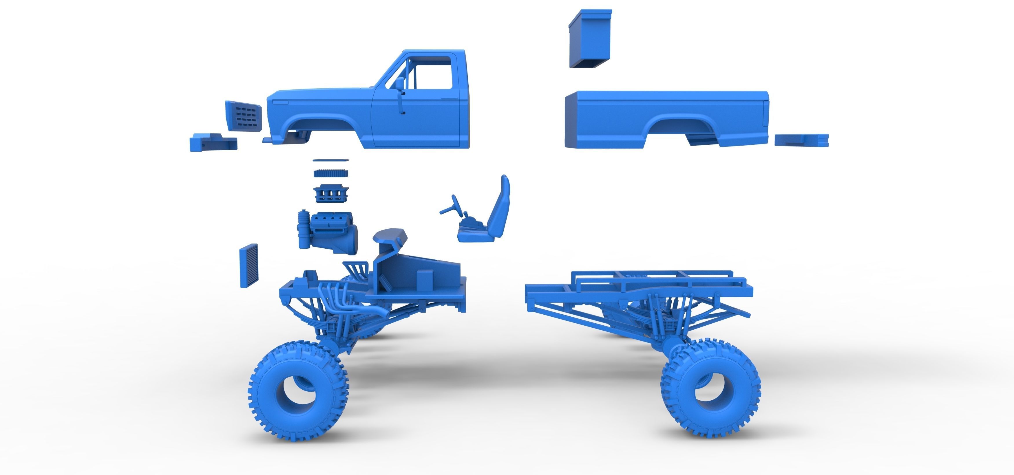Wheel Standing Mega Truck Scale 1 to 25 3D print model_39