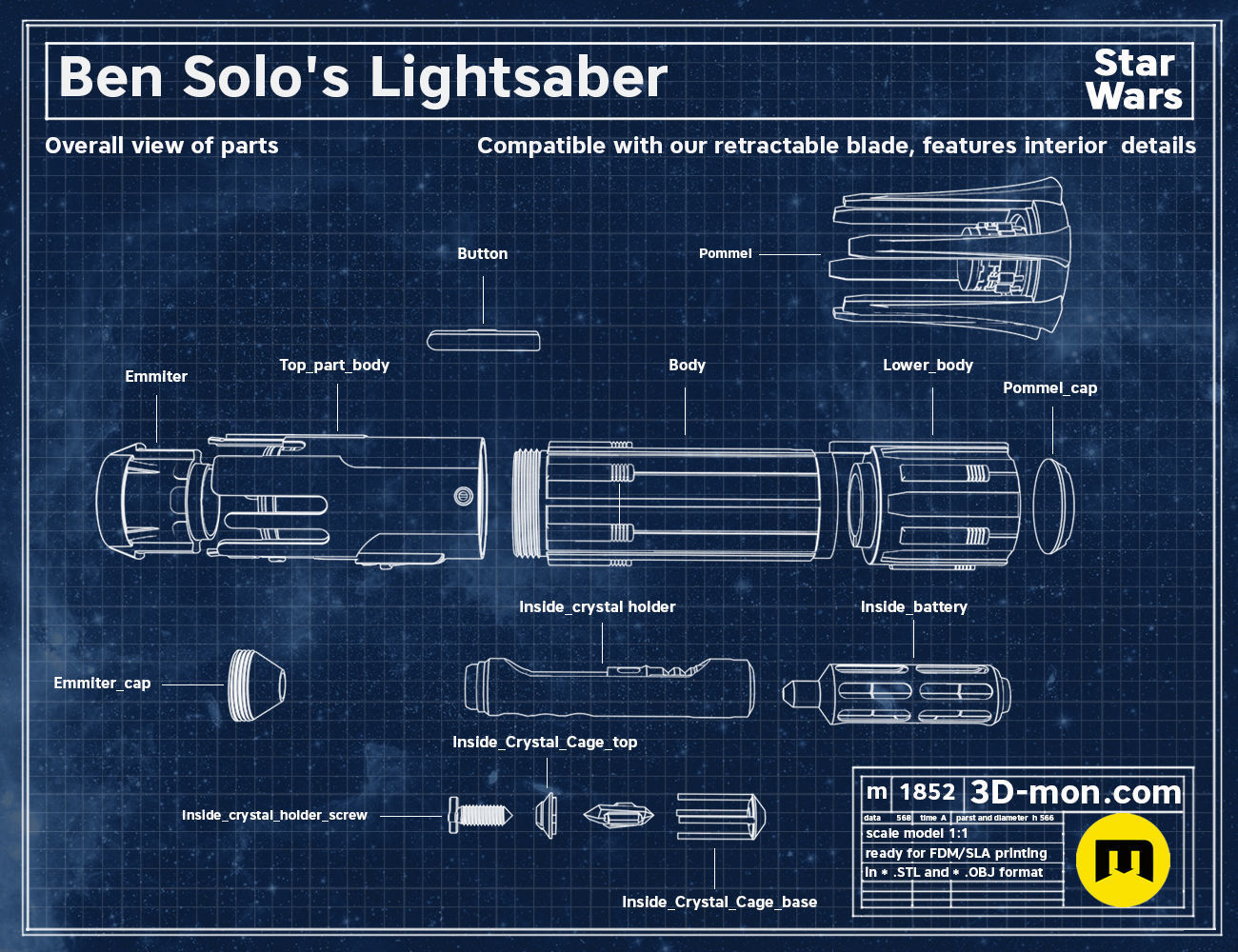 Ben Solo Lightsaber 3D print model_1