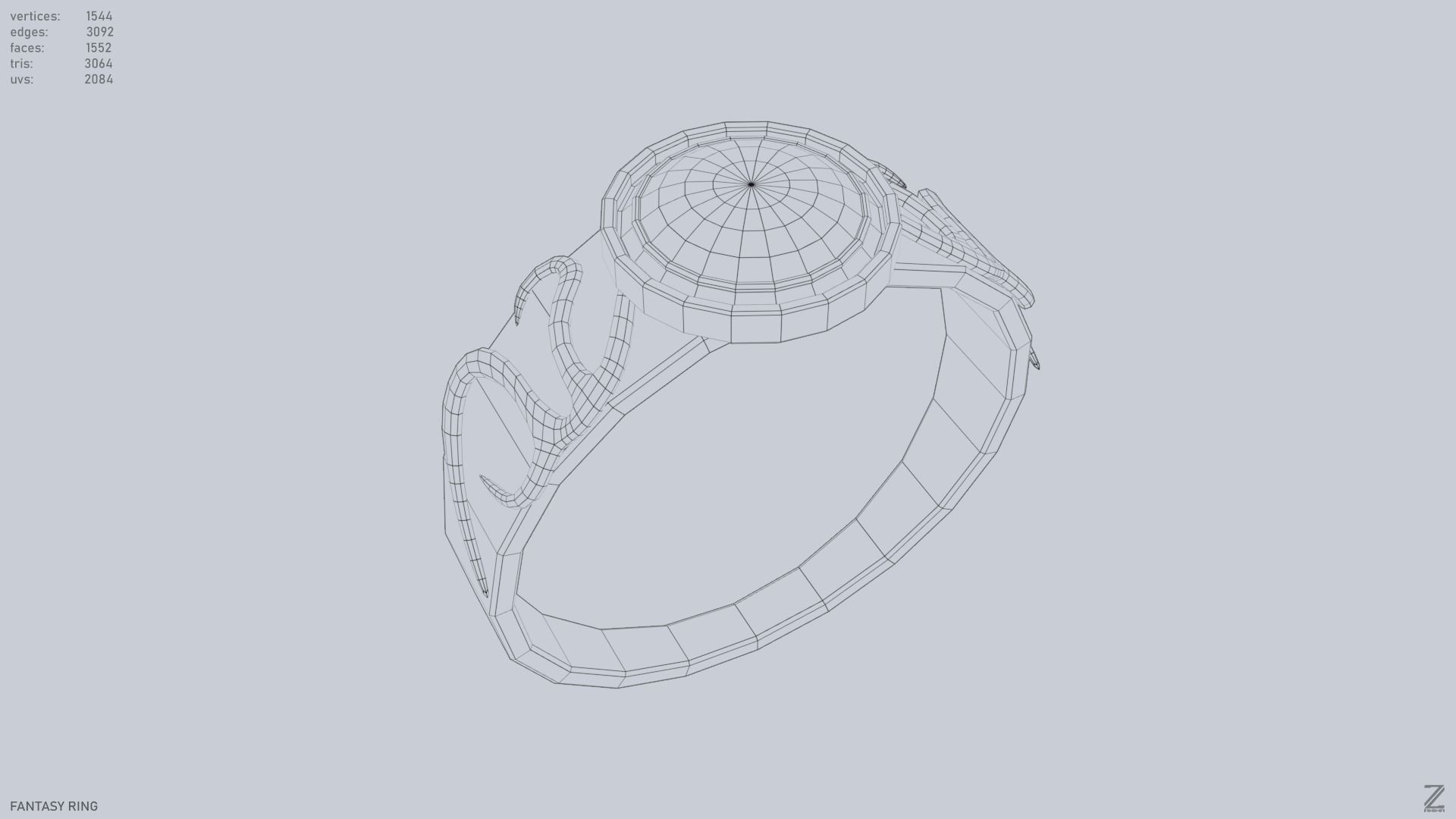 Fantasy ring Low-poly 3D model_12