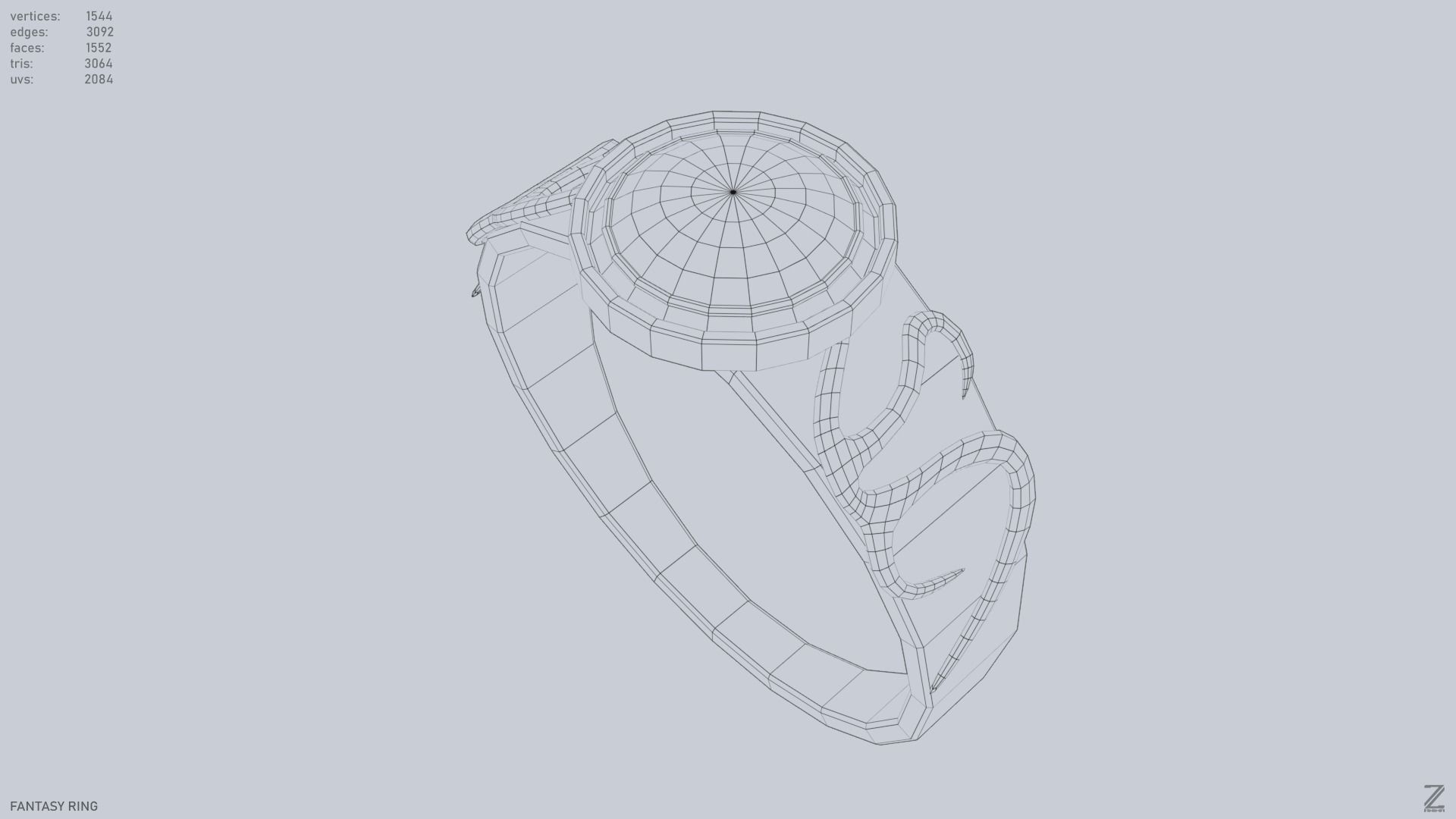Fantasy ring Low-poly 3D model_15