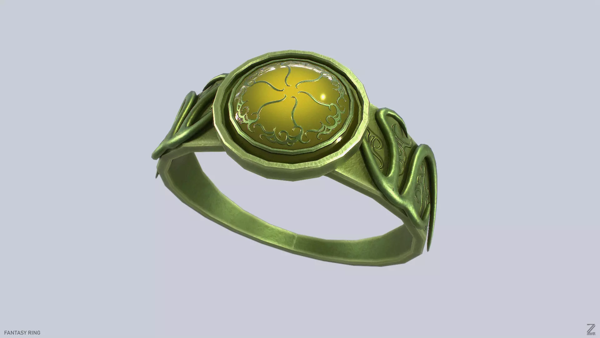 Fantasy ring Low-poly 3D model_0