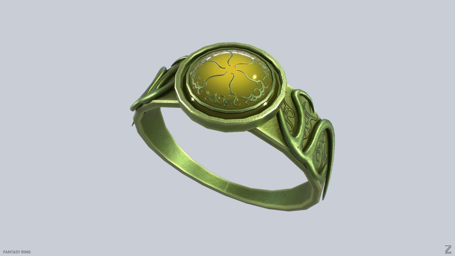 Fantasy ring Low-poly 3D model_5
