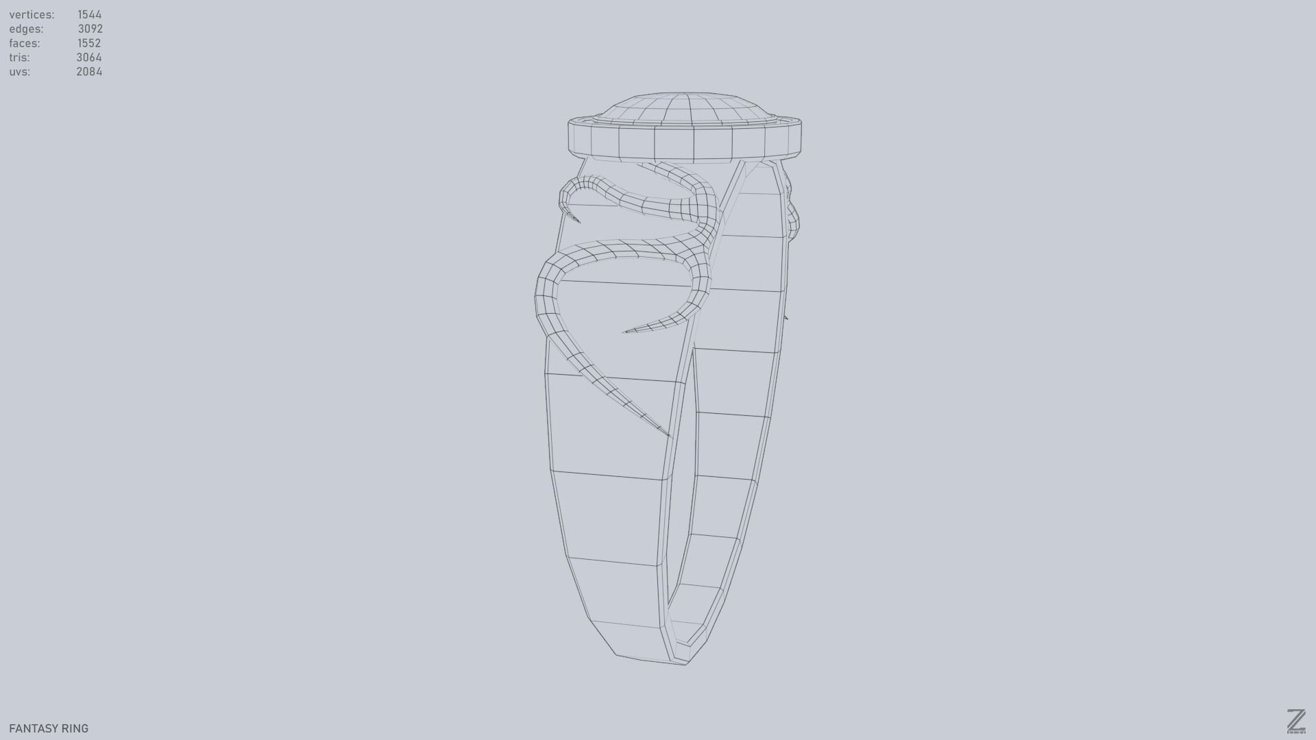 Fantasy ring Low-poly 3D model_11