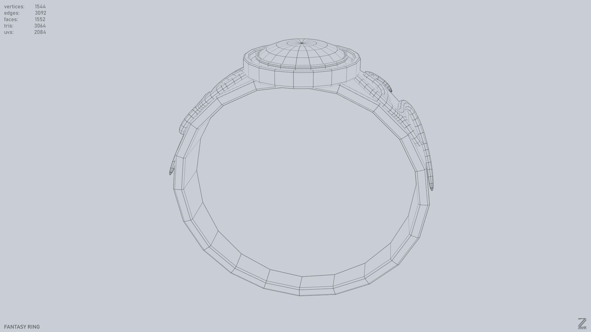 Fantasy ring Low-poly 3D model_14
