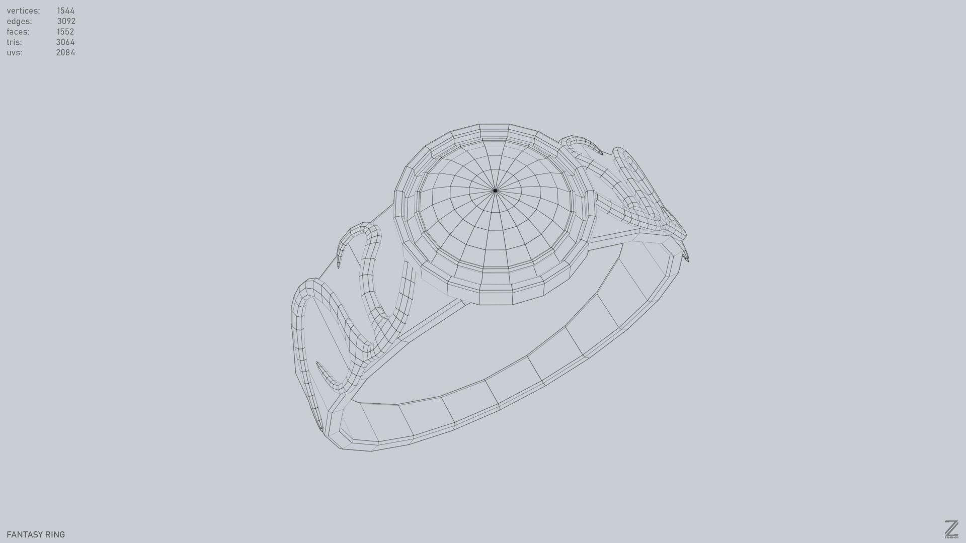 Fantasy ring Low-poly 3D model_13