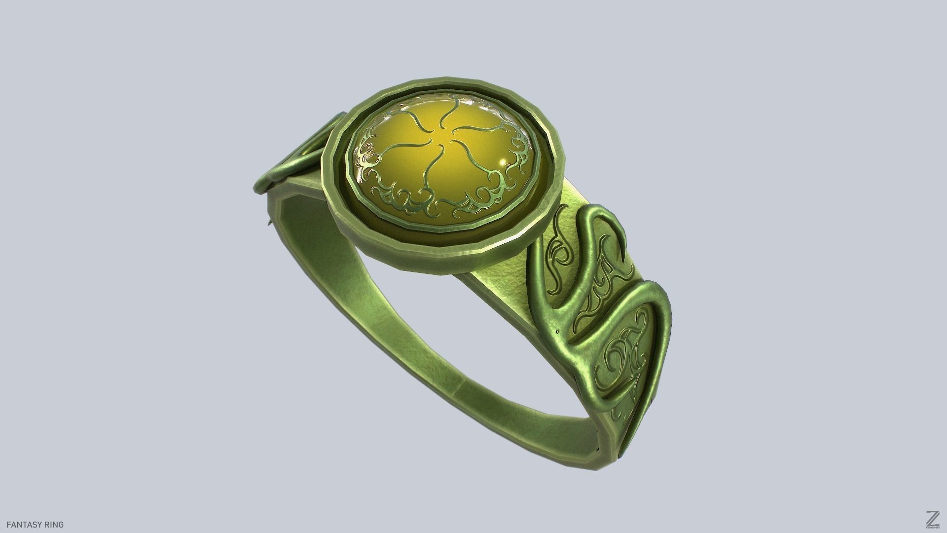 Fantasy ring Low-poly 3D model_2