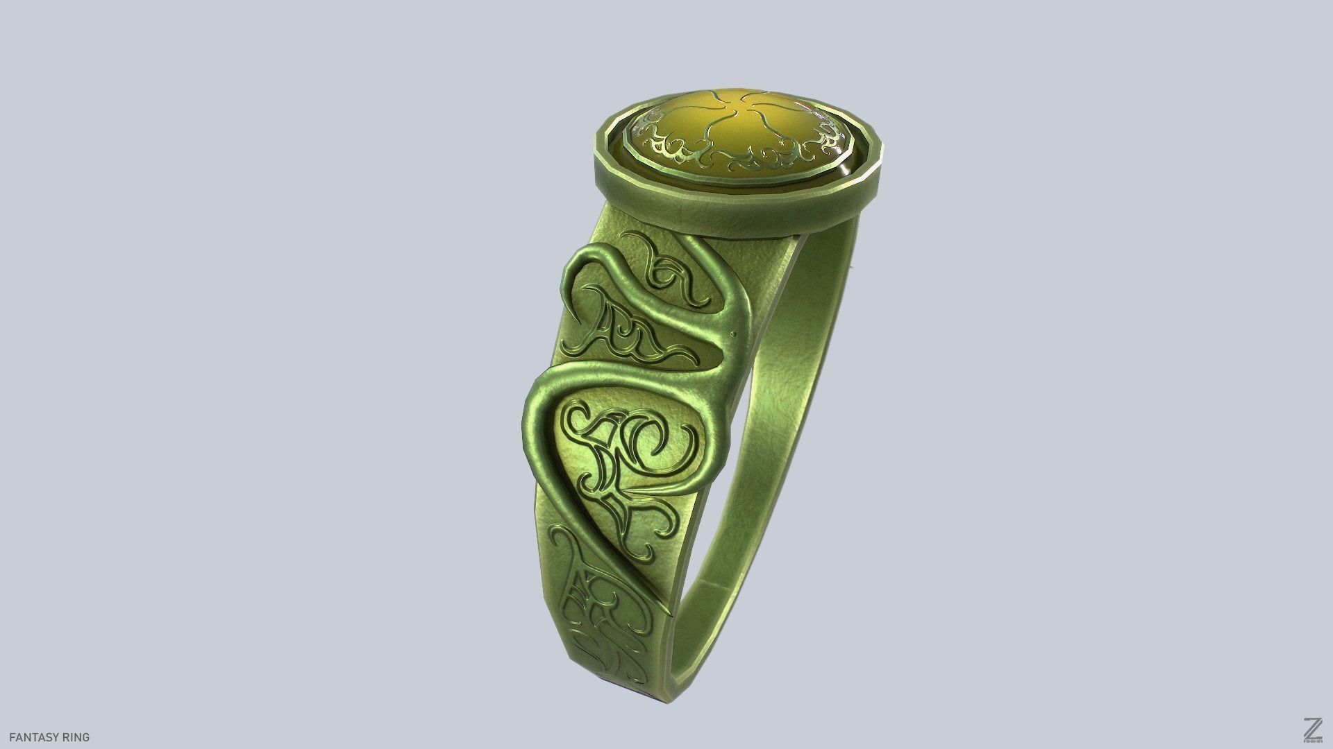 Fantasy ring Low-poly 3D model_8