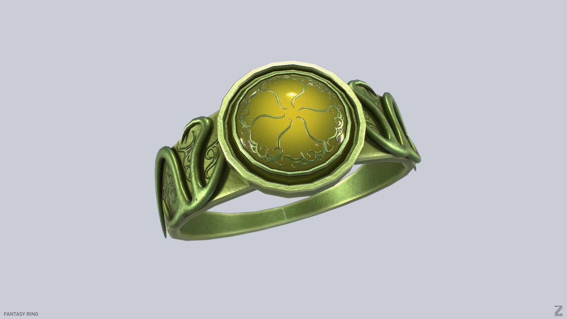 Fantasy ring Low-poly 3D model_7