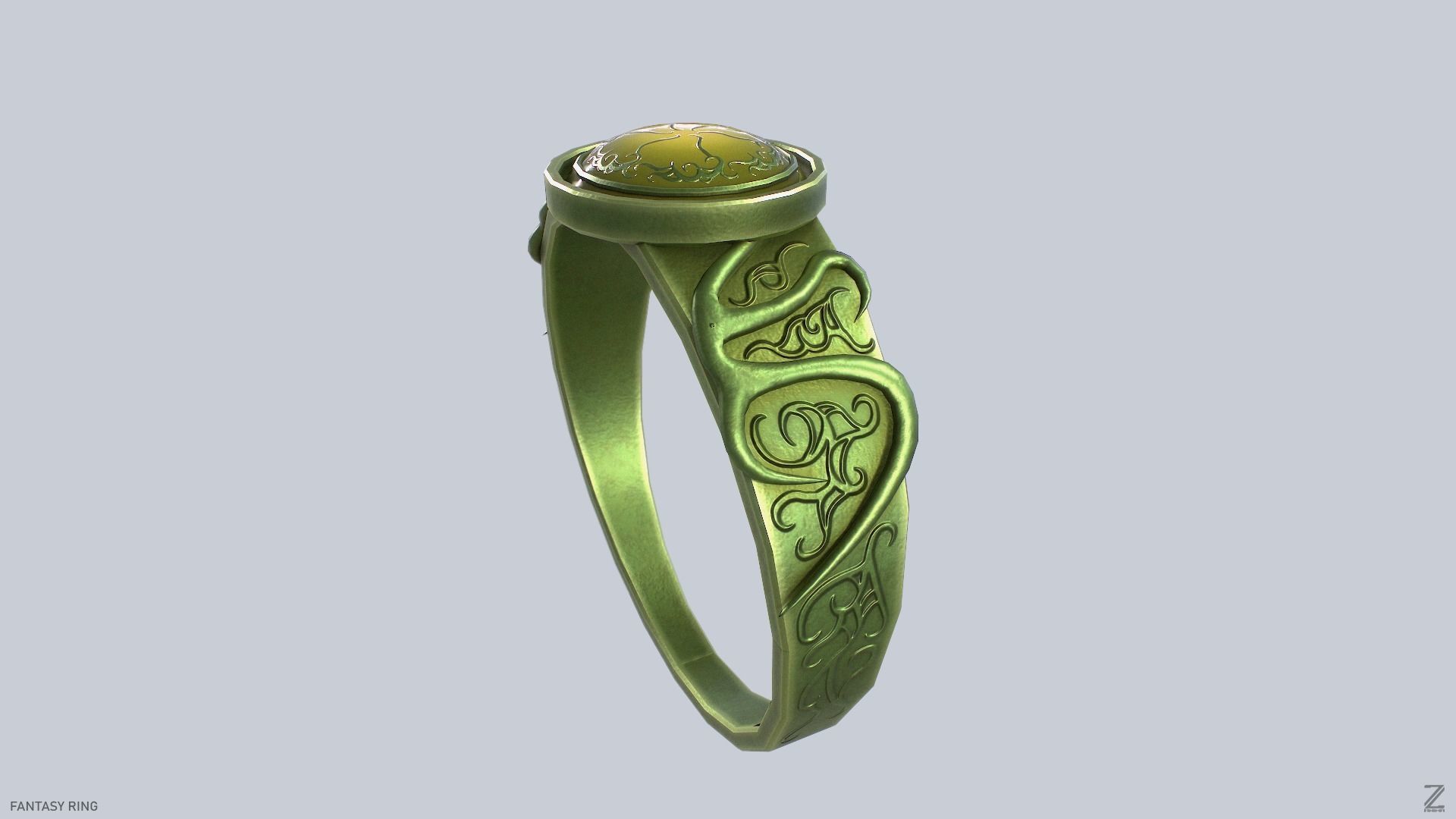 Fantasy ring Low-poly 3D model_4