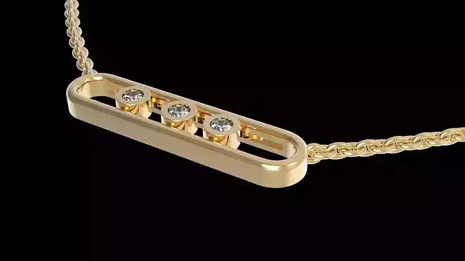 Moving Necklace 3 Stone 3D print model