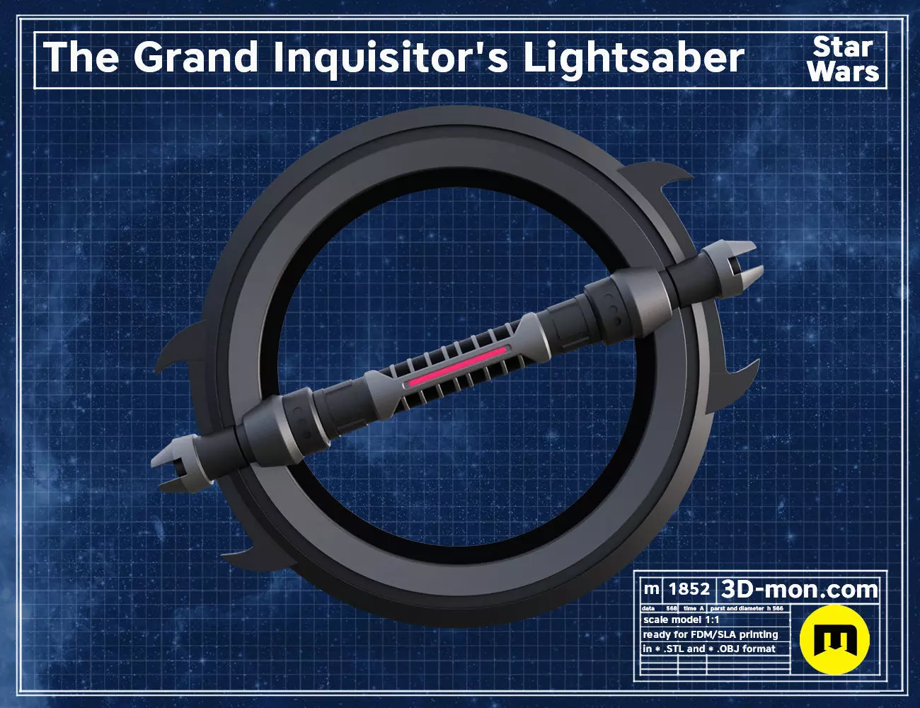 Grand Inquisitor Lightsaber - Clone Wars 3D print model_0