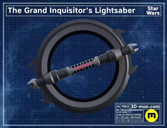 Grand Inquisitor Lightsaber - Clone Wars 3D print model Grand Inquisitor Lightsaber - Clone Wars 3D print model