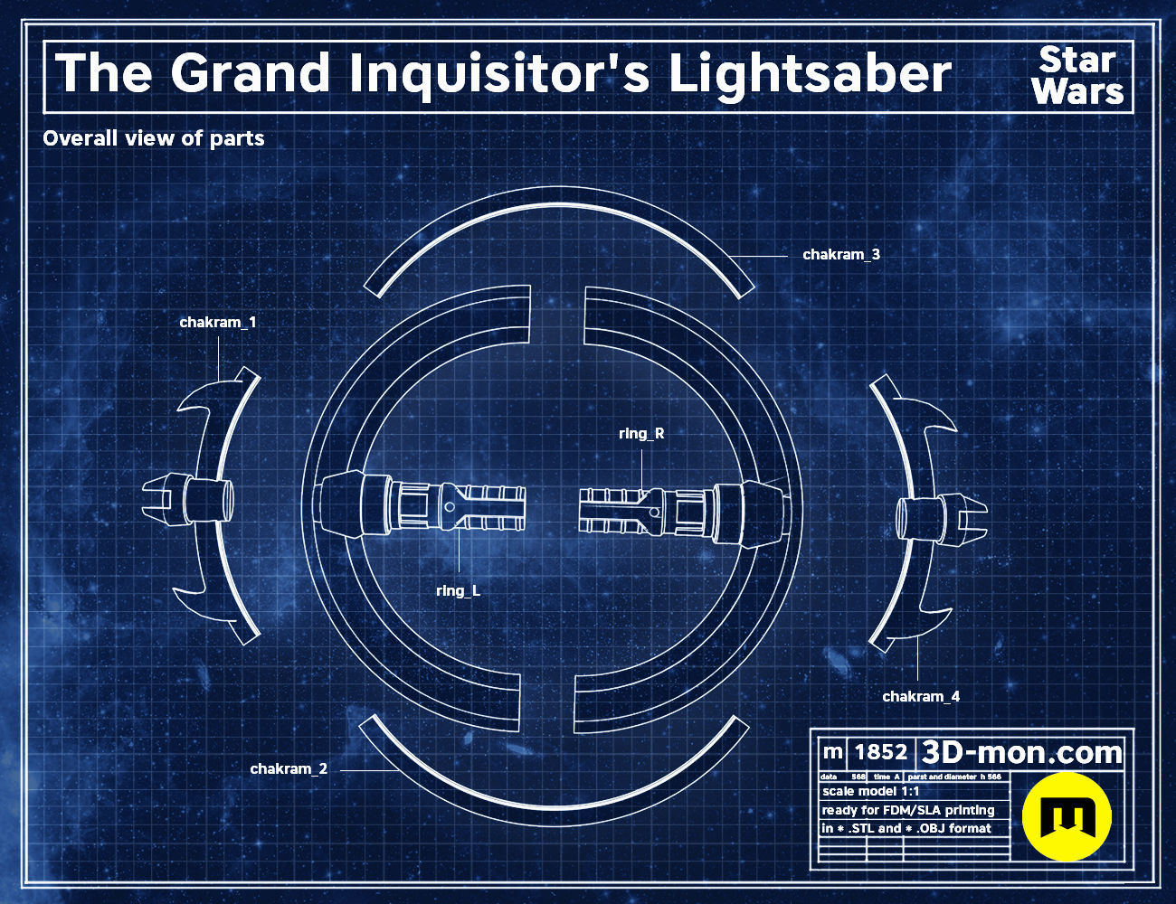 Grand Inquisitor Lightsaber - Clone Wars 3D print model_1