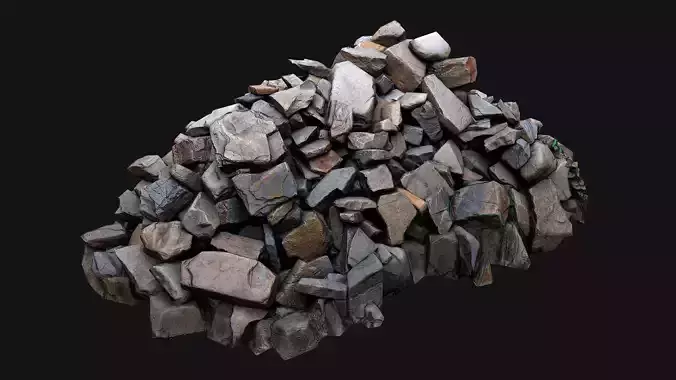 Pile of Rocks and Stone Low-poly 3D model