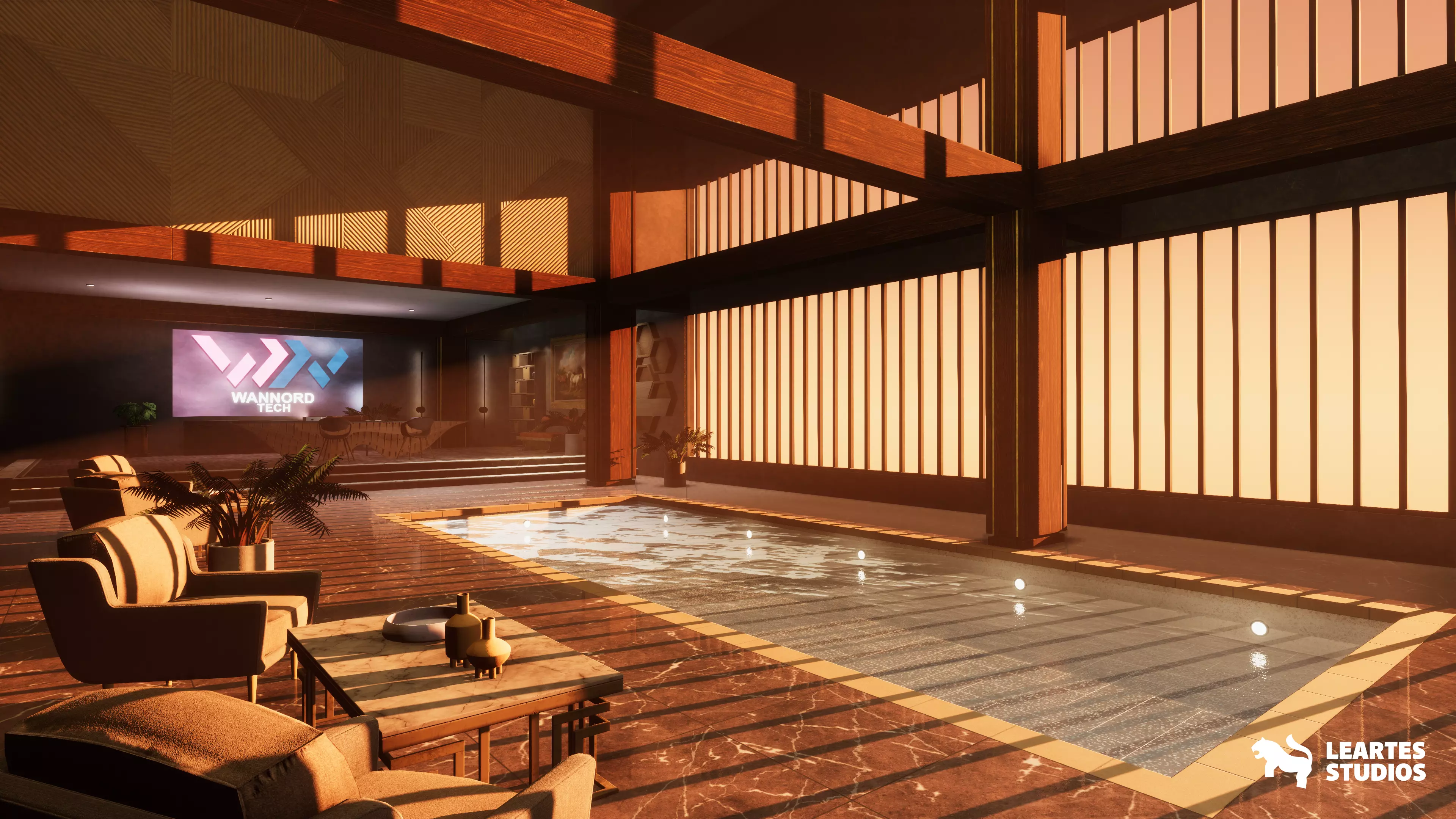 Modern Office Environment Low-poly 3D model_0