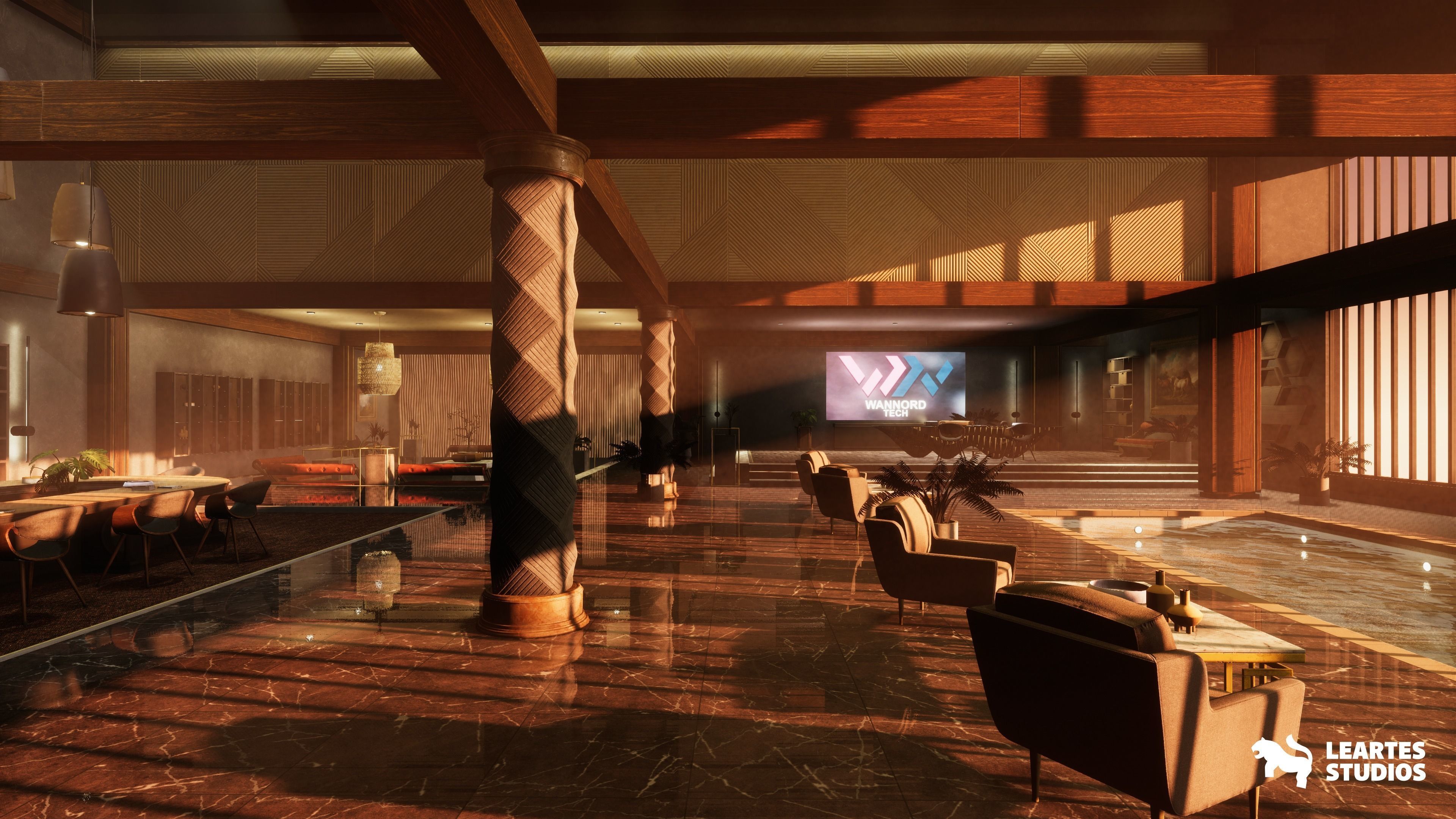 Modern Office Environment Low-poly 3D model_2