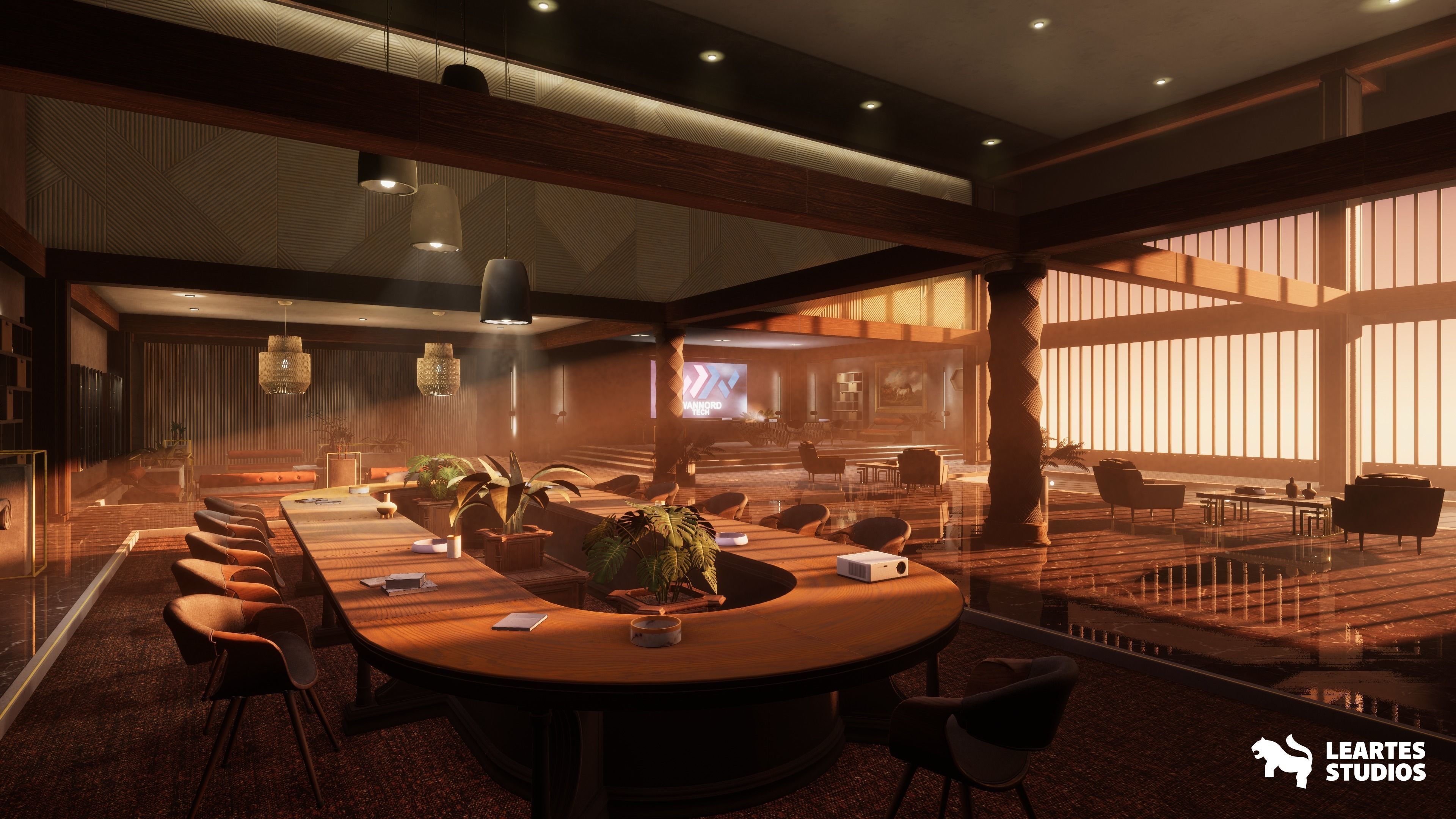 Modern Office Environment Low-poly 3D model_1