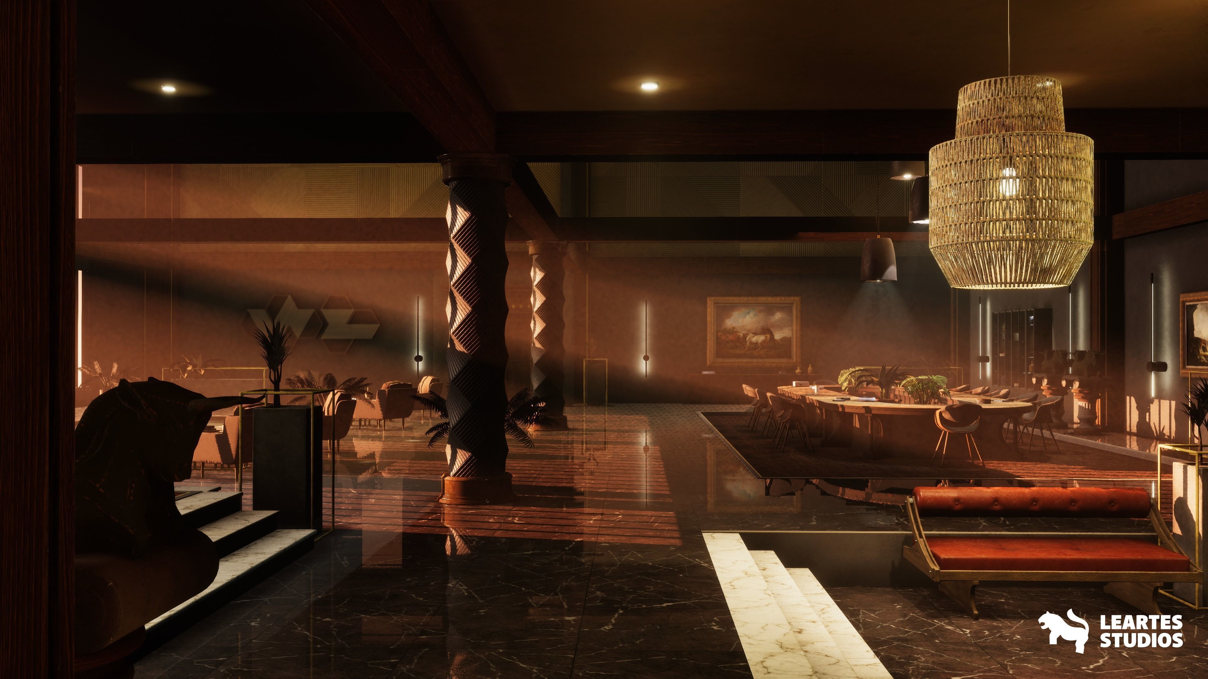 Modern Office Environment Low-poly 3D model_6