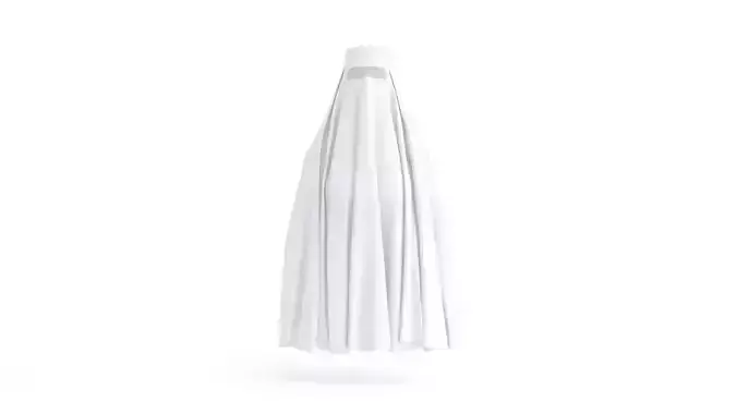White Burqa - muslim traditional woman outer hijab 3D model
