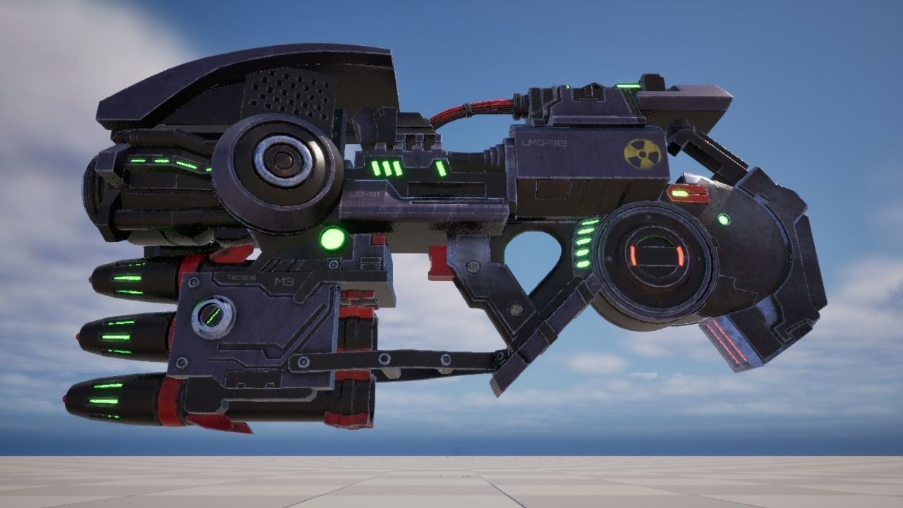 Cyber rocket gun 3D model_6